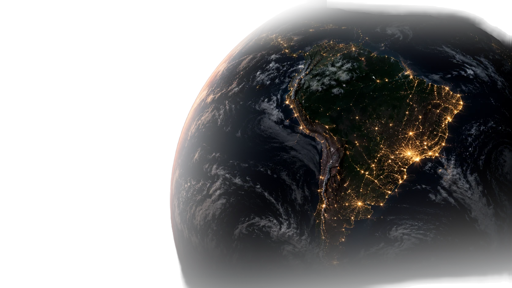 A Terra à noite, iluminada pelas cidades